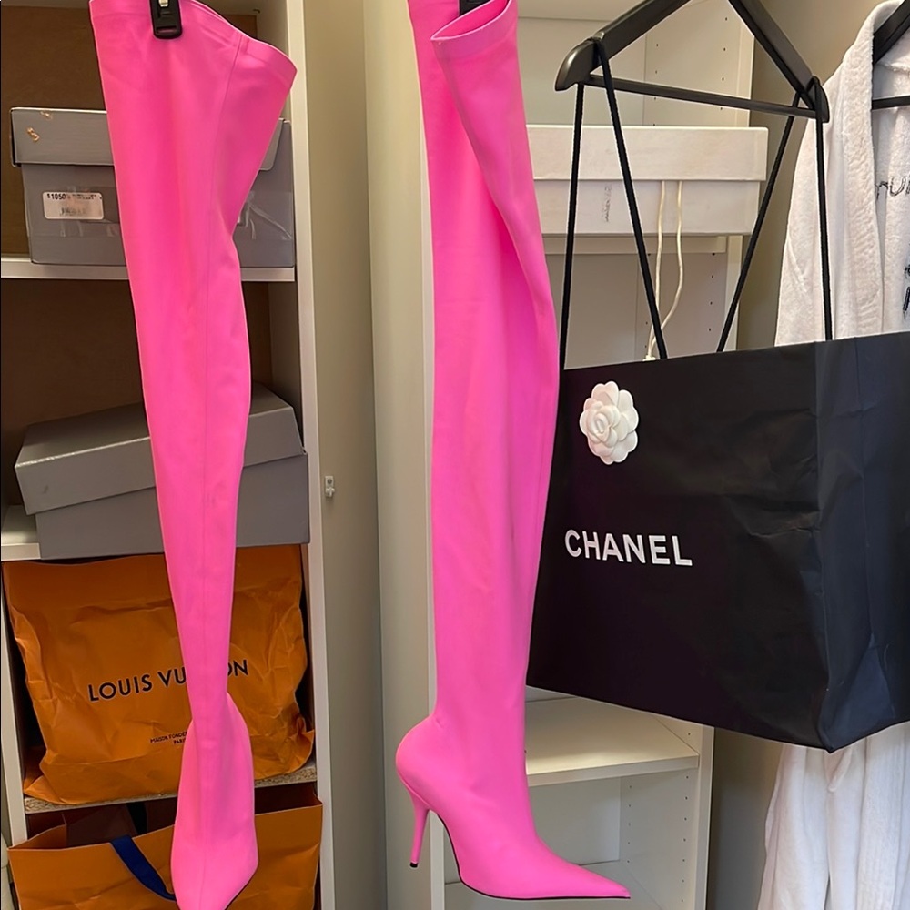 Balenciaga Women's Pink Over-the-Knee Boots